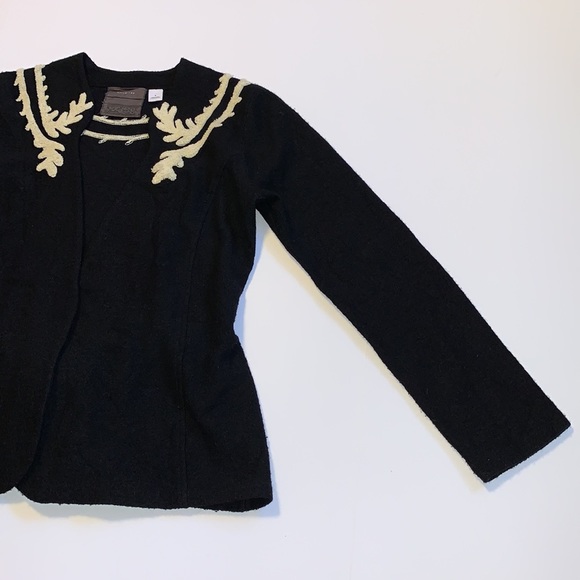 Anthropologie Guinevere Black Felted Wool Cardigan - Women’s Size Medium - Picture 4 of 7